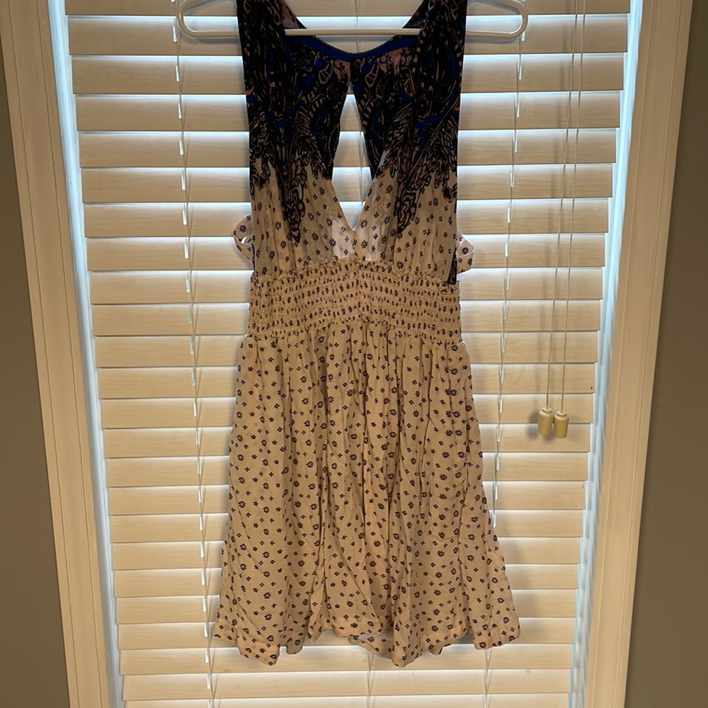 Elegant Blue and White Mini Dress